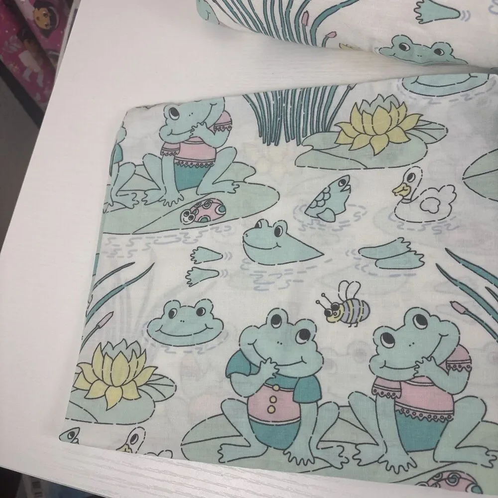 Vtg Debenhams Frog Lily Pad Twin Duvet + Pillowcase Child Kid Bedding RARE READ